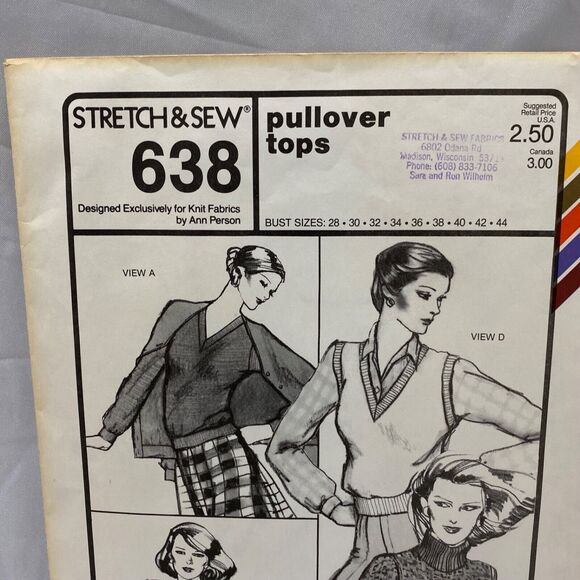 1980 Stretch and Sew Pullover Tops Design Patterns By Ann Person Vintage - Picture 3 of 9